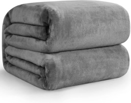 Grey, 50X65-Inch Throw, Hansleep Fleece Blanket For Couch, Super Soft Flannel - £35.34 GBP