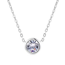 Simply Small Round 1 Carat Cubic Zirconia Pendant Necklace for Women Rose Gold C - £12.45 GBP