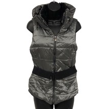 Silver gray‎ faux fur lined belted puffer vest Women’s Size M Medium NWT - $18.80