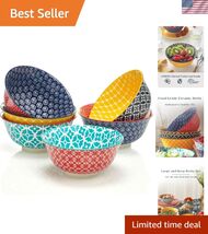 33 OZ Colorful Large Bowls Set of 6 - Ceramic Deep Bowls for Ramen, Past... - $118.38