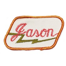 Vintage Name Jason Red Green Patch Embroidered Sew-on Work Shirt Uniform... - £2.73 GBP
