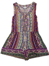 Patrons Of Peace Short Sleeve Boho Button Front Romper Shorts Festival Wear Med - £18.74 GBP