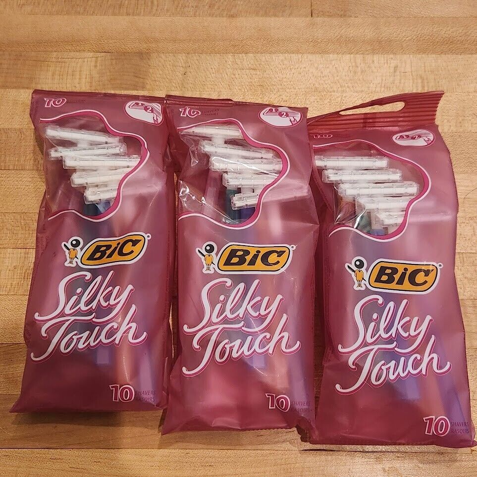 Lot of 3 Packs of 10 (30) BIC 2 Blade Silky Touch Disposable Razors multicolored - $14.84