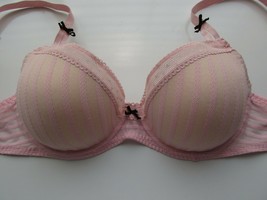 Betsey Johnson 723803 Stocking Stripe Lined Demi Bra Pink 30DD $48 3197DD30J  - £16.54 GBP