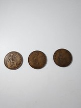 Lot Of Three UK One Penny Coins 1918 1920 1935 Circulated - £5.51 GBP