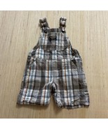 Vintage OshKosh B’Gosh Plaid Shortall Bib Overalls Size 12M Cream Brown ... - $275.87 MXN