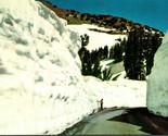 Vtg Chrome 60&#39;s Postcard Loop Highway Snow Walls Mt Lassen Nat&#39;l Park UNP - $2.92