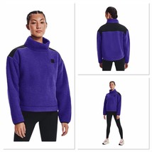 Women&#39;s UA Sherpa Fleece Mock Neck Jacket Pullover Blue / Black  Size XL... - $20.31