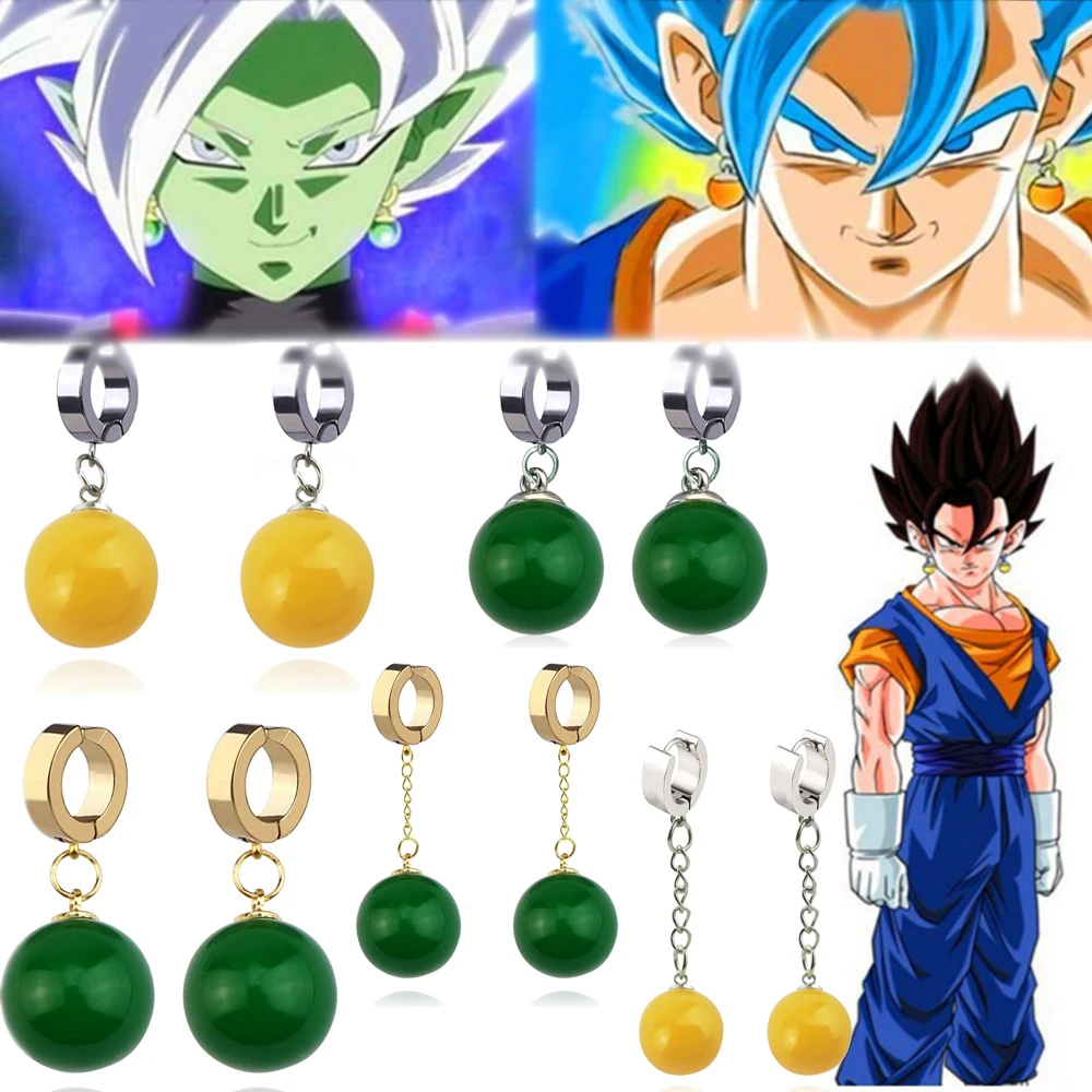 1Pair Anime Dragon Ball Z Earrings Takerlama Super Vegetto Potara Garnish Black - £5.93 GBP+