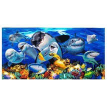Ocean Animals Beach Towel For Kids, Girls, Boys, Men, Women, Dolphin Shark Turtl - £30.59 GBP