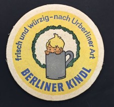 Berliner Kindl Vintage German Beer Coaster Child in Mug Yellow One Side Damaged - £7.83 GBP