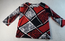 Alfred Dunner T Shirt Top Women Size Small Multi Animal Print Knit Cotto... - $14.67