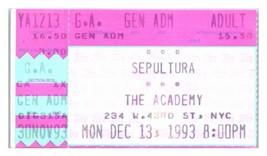 Sepultura Concert Ticket Stub December 13 1993 New York City - $34.64