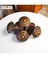 Set of 4 50&#39;s Burnished Brass Drawer Knobs Furniture Vintage Gaskets - €24,53 EUR