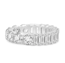 ADIRFINE 925 Sterling Silver Reversible Round and Emerald Cut CZ Eternity Band - $59.99