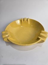 Vintage Frankoma Pottery Large Yellow GoldAshtray Trinket Dish Clay Ceramic 458 - $18.00