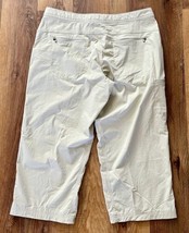 LL Bean Size 14 Adjustable Waist Khaki Wide Leg Ankle Pants With Pockets EUC - $24.75