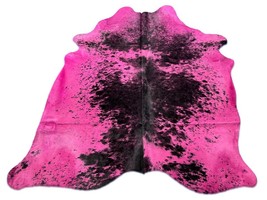 Black &amp; White Cowhide Rug Dyed Pink Size: 8x7 feet D-176 - $305.91