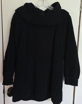 Womens Plus 2X Grace Black Knit Chenille Cowl Neck Sweater - $18.81