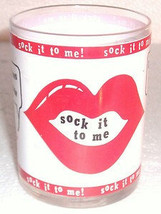 Vintage &quot;Sock It To Me&quot; Red Hot Kissing Lips Novelty collectible Beer Glass - £12.02 GBP