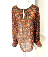 ANTHROPOLOGIE Size L Ranna Gill Brown Floral Smocked Women&#39;s Blouse Top - $221.61 MXN