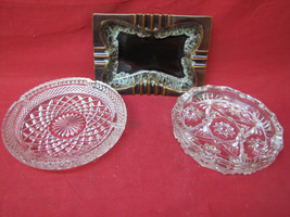 Vintage Lot Of 3 Assorted Art Deco Heavy Round Ashtrays - £19.54 GBP