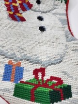 Vintage Needlepoint Christmas Stocking snowman gifts - £17.18 GBP