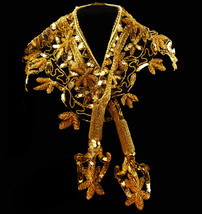 Gorgeous vintage beaded scarf necklace - victorian style gold bead wrap - Collar - £99.91 GBP
