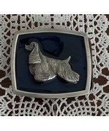 1975 Bergamot Brass Works Elkhorn Cocker Spaniel Belt Buckle Blue Enamel... - $12.99