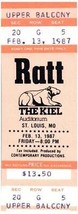 Vintage Ratt Ticket Stub Février 13 1987 St.Louis MO Inutilisé Untorn - $41.51