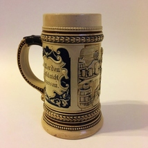 Beer Stein Ceramic Cup German Collectible Mug Vintage #346 1/4L Bar Scene  - £18.77 GBP