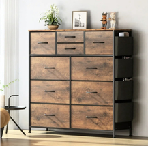 10 Drawer Dresser,Chest of Drawers for Bedroom Fabric Dressers with Side... - $134.99