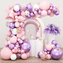 176Pcs Pink Purple Balloon Garland, Baby Shower Decorations For Girl With Butter - £19.66 GBP