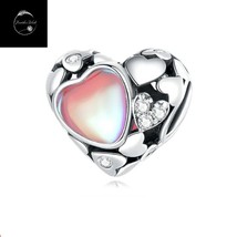 Genuine Sterling Silver 925 Lots Of Love Heart Pink Bead Charm Family Wife Mum - £15.14 GBP