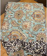 Waverly Clinton Ridge Queen Quilt 88x100” Jacobean Suzani Floral Ruffled... - $69.29