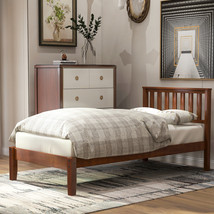 Wood Platform Bed with Headboard/Wood Slat Support.Twin (Walnut)  - $228.39