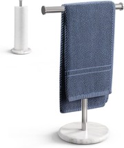 Luxspire Hand Towel Holder with Natural Marble Base, Countertop Paper Towel Stan - £35.59 GBP