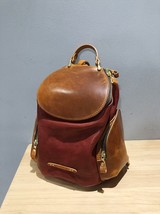 vintage genuine leather women's small backpack fashion designer natural real cow - £244.07 GBP