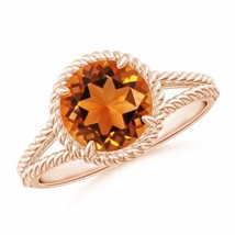 ANGARA Citrine Twist Rope Split Shank Ring in 14k Solid Gold (Grade-AAAA Size-8) - £779.72 GBP