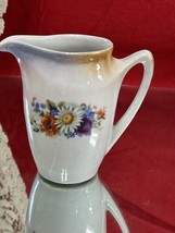 Antique German Porcelain Small Lustreware Pitcher Creamer Flowers 4” Tall - $7.92