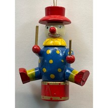 Clown Drummer Vintage Wood Christmas Tree Ornament Handpainted Circus - £13.57 GBP