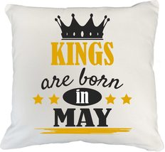 Make Your Mark Design Kings Born in May White Pillow Cover for Birthday, Present - $24.74+