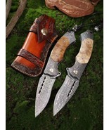 Hand Forged Damascus Steel Hunting survival Folding Pocket Knife Ball Be... - $2,075.68 MXN