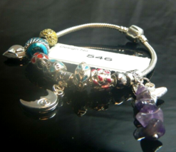 Amethyst -Gemstone-Energy-Bracelet &amp;Charms-European Style -546 - £9.37 GBP