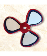 Vintage Enamel Red White &amp; Blue Boat Propeller Brooch Pin Estate - £9.73 GBP