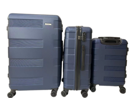 Luggage 3 Piece Set 360 Dual Spinning Spinner Hardshell Lock 20&quot; 24&quot; 28&quot; Navy - £114.65 GBP