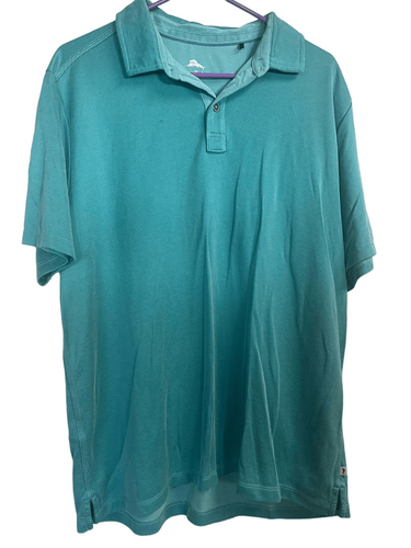 Tommy Bahama Men&#39;s Collared Henley Style Short Sleeve Aqua Blue Polo Shi... - £15.61 GBP