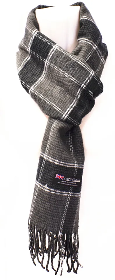 Mens Womens Winter Warm 100% CASHMERE Scarf Scarves Plaid Wool Beige Gray - £10.21 GBP