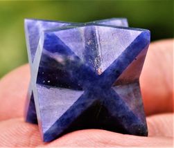 One Mini Blue Sodalite Crystal Quartz Healing Stone Pocket Size Merkaba ... - $14.70