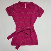 Fuchsia Pink Shimmer Knit Tunic Top Girl’s 3T Shirt Short Sleeve Fall - £7.78 GBP
